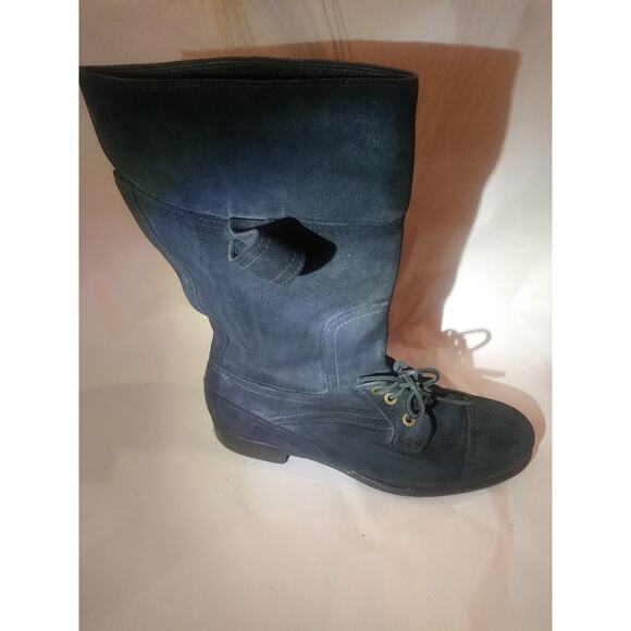 gabbana mens black suede leather tall boots 44 eu 11 US made in Italy main image 12